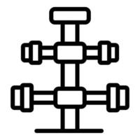 Kurzhantelständer Symbol Umrissvektor. Fitnessübungen vektor