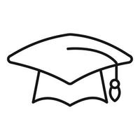 diplom gradering hatt ikon översikt vektor. högskola skola vektor