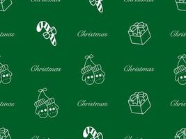 jul tecknad serie karaktär sömlös mönster på grön bakgrund vektor
