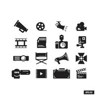 Reihe von Symbolen für Filmunterhaltung. Kino-Symbolvektor vektor