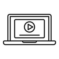 Laptop-Videobearbeitungssymbol Umrissvektor. Bildschirmkamera vektor
