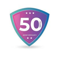 50. fünfzigjähriges Jubiläum feiern Symbol Logo Label Vektor Event Goldfarbe Schild