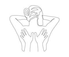 abstrakte Rückenmassage im Stil einer Strichzeichnung. Logo des Spa, Massagesalon vektor