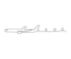 seitwärts fliegendes Flugzeug im Stil von One Line Art, Minimalismus vektor