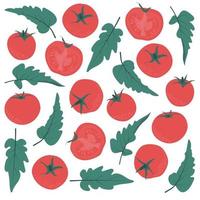 skriva ut mönster bakgrund med tomat och tomat blad design vektor