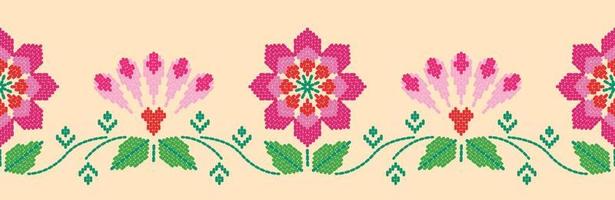 motiv etnisk handgjord bård vacker konst. etniska blad blommig bakgrund konst. folkbroderi, mexikansk, peruansk, indisk, asien, marockansk, kalkon och uzbekisk stil. Aztekisk geometrisk konst prydnadstryck. vektor