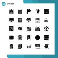 grupp av 25 fast glyfer tecken och symboler för layout leda kamera inflytande engagemang redigerbar vektor design element