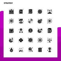 25 Strategie-Icon-Set. Solide Glyphen-Icon-Vektor-Illustrationsvorlage für Web und Mobile. ideen für unternehmen. vektor