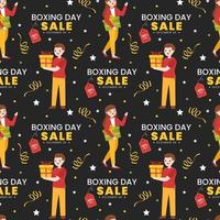 Boxing Day Sale Musterdesign mit Handschuh und Geschenkbox für Promotion oder Einkaufen auf Vorlage handgezeichnete Cartoon flache Illustration vektor