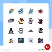 16 flache, farbgefüllte Linienkonzepte für mobile Websites und Apps Marienkäfer niedliches Konversationsnetz internationale editierbare kreative Vektordesignelemente vektor