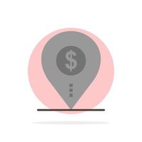Dollar-Pin-Karte Standort Bank Business abstrakte Kreis Hintergrund flache Farbe Symbol vektor