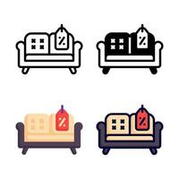 Verkauf Sofa-Icon-Set Style-Kollektion vektor