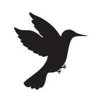 Kolibri-Vektor-Symbol-Silhouette isoliert auf weißem Hintergrund. fliegendes tier mit schwarz gefärbter einfacher flacher zeichnungskunst. vektor