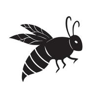 bi eller geting ikon vektor silhuett isolerat på enkel vit bakgrund. honung stappla bi flygande med vingar och öga. teckning med enkel platt konst stil, liten insekt varelse klotter.