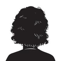 person med lockigt medium lång hår från Bakom tecknad serie silhuett vektor illustration isolerat på vit bakgrund