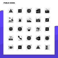 25 öffentliche Zeichen Symbolsatz Solide Glyphen-Symbolvektor-Illustrationsvorlage für Web- und mobile Ideen für Unternehmen vektor