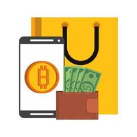 bitcoin kryptovaluta digitala pengarsymboler vektor