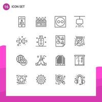 Aktienvektor-Icon-Pack mit 16 Zeilenzeichen und Symbolen für Schrumpfpfeil-Ofenlicht-Kronleuchter editierbare Vektordesign-Elemente vektor