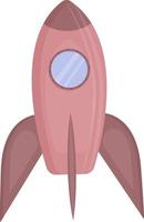 eine rosa Rakete mit einem blauen Bullauge. kinderzeichnung eines raumschiffs im cartoon-stil. Vektor-Illustration isoliert auf weißem Hintergrund. vektor