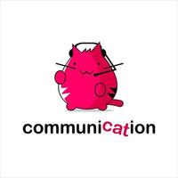 katt logotyp roligt kommunikation design mall vektor