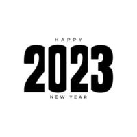 frohes neues jahr 2023 grußbanner logo design illustration, kreativer neujahr 2023 vektor in schwarz, geometrisch modern im retro-stil