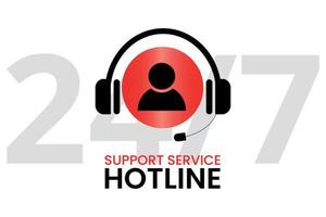 Support-Service-Hotline mit Kopfhörer und Mikrofon. Support-Service für Benutzer vektor