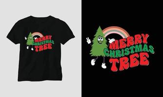 fröhlicher weihnachtsbaum - grooviges weihnachtssvg t-shirt und kleiderdesign vektor