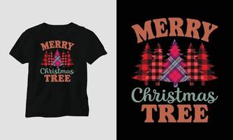 fröhlicher weihnachtsbaum - grooviges weihnachtssvg t-shirt und kleiderdesign vektor