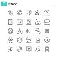 25 Biologie Icon Set Vektor Hintergrund