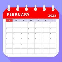 februari 2023 kalender planerare mall. vektor design.