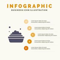 schüssel reinigung waschen festes symbol infografiken 5 schritte präsentationshintergrund vektor