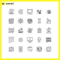 25 Symbolsatz. einfache Liniensymbole. Umrisszeichen auf weißem Hintergrund für Website-Design, mobile Anwendungen und Printmedien. vektor