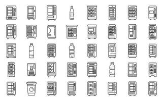 Symbole für Getränkeautomaten setzen Umrissvektor. wasser plastik vektor