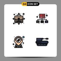 Stock Vector Icon Pack mit 4 Zeilenzeichen und Symbolen für Wachstum Kanonengeschäft Kaffee Militär editierbare Vektordesign-Elemente