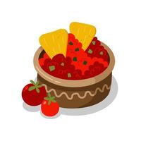buntes mexikanisches gericht. Chips-Nachos mit Tomatensalsa. Vektor-Cartoon-Illustration von Lebensmitteln vektor