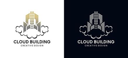 Gebäude über der Wolke oder Cloud City Vector Illustration Logo-Design