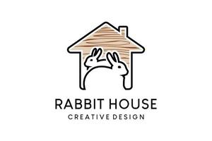 Kaninchenhaus-Vektor-Illustration-Logo-Design oder Kaninchen-Tierkäfig vektor