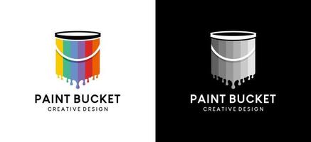 Farbeimer-Vektor-Illustration-Logo-Design mit Regenbogenfarben-Konzept vektor
