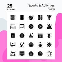 25 Symbole für sportliche Aktivitäten 100 bearbeitbare eps 10 Dateien Business-Logo-Konzeptideen solides Glyphen-Icon-Design vektor