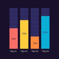 internetumfrage beantwortet infografik-diagrammentwurfsvorlage für dunkles thema. soziale Umfrage. editierbares Infochart mit vertikalen Balkendiagrammen. visuelle Datenpräsentation vektor