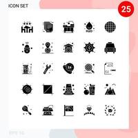 Stock Vector Icon Pack mit 25 Linienzeichen und Symbolen für Wiener Wasserpapier ho Behandlung editierbare Vektordesign-Elemente