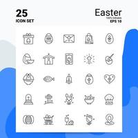 25 Ostern-Icon-Set 100 bearbeitbare Eps 10 Dateien Business-Logo-Konzept-Ideen-Line-Icon-Design vektor