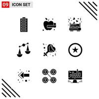 Pixel perfektes Set aus 9 soliden Symbolen. Glyphen-Icon-Set für die Gestaltung von Websites und die Schnittstelle für mobile Anwendungen. vektor