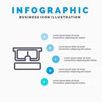 Virtuelle Brille medizinische Augenlinie Symbol mit 5 Schritten Präsentation Infografiken Hintergrund vektor