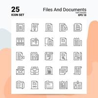 25 Dateien und Dokumente Icon Set 100 bearbeitbare eps 10 Dateien Business Logo Konzept Ideen Linie Icon Design vektor