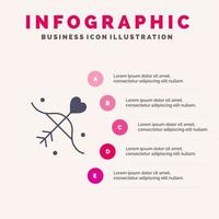 Bogenschießen Liebe Ehe Hochzeit solide Symbol Infografiken 5 Schritte Präsentationshintergrund vektor