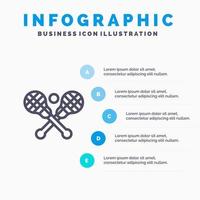 Crosse Lacrosse Stick Sticks Liniensymbol mit 5 Schritten Präsentation Infografiken Hintergrund vektor