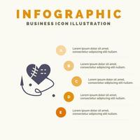 sömnad hjärta bruten hjärta hjärta fast ikon infographics 5 steg presentation bakgrund vektor