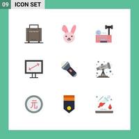 Stock Vector Icon Pack mit 9 Zeilenzeichen und Symbolen für Blitzlicht Internet-Taschenlampenanzeige editierbare Vektordesign-Elemente
