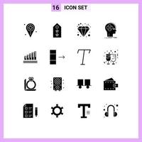 16 kreative Symbole, moderne Zeichen und Symbole des menschlichen Cyber-Tags, fortschrittliche Juwelen-editierbare Vektordesign-Elemente vektor
